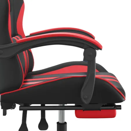 Chaise de jeu avec repose-pied Noir et rouge Similicuir