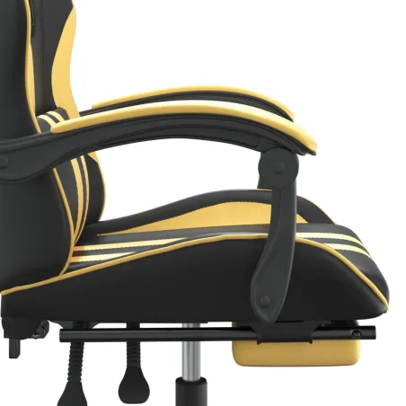 Chaise de jeu avec repose-pied Noir et doré Similicuir