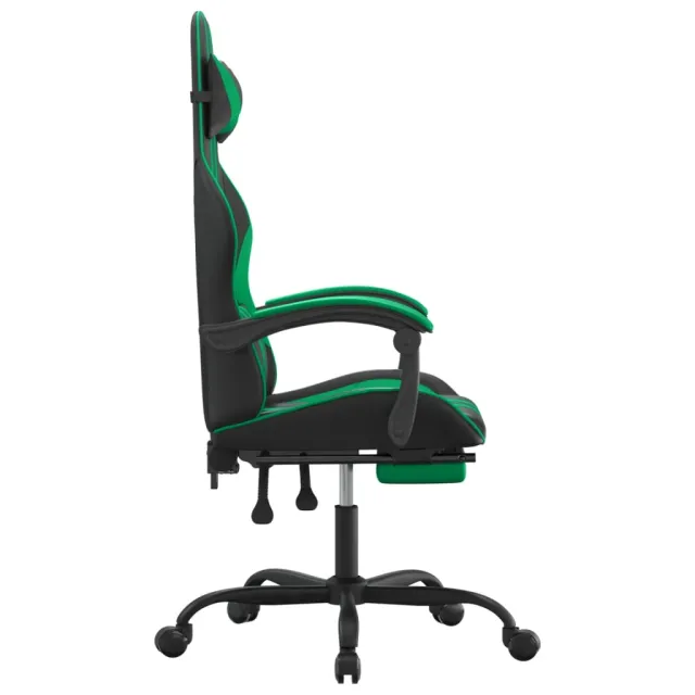 Chaise de jeu avec repose-pied Noir et vert Similicuir