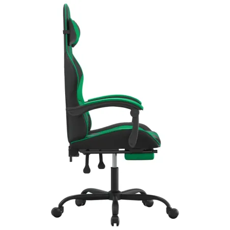 Chaise de jeu avec repose-pied Noir et vert Similicuir