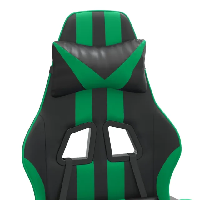Chaise de jeu avec repose-pied Noir et vert Similicuir