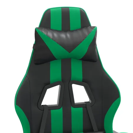 Chaise de jeu avec repose-pied Noir et vert Similicuir