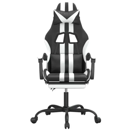 Chaise de jeu avec repose-pied Noir et blanc Similicuir