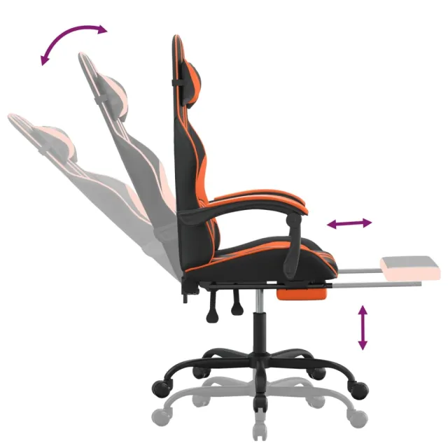 Chaise de jeu avec repose-pied Noir et orange Similicuir