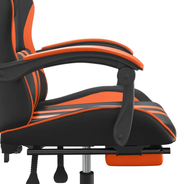 Chaise de jeu avec repose-pied Noir et orange Similicuir