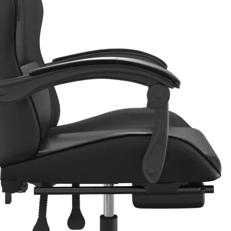 Chaise de jeu avec repose-pied Noir Similicuir
