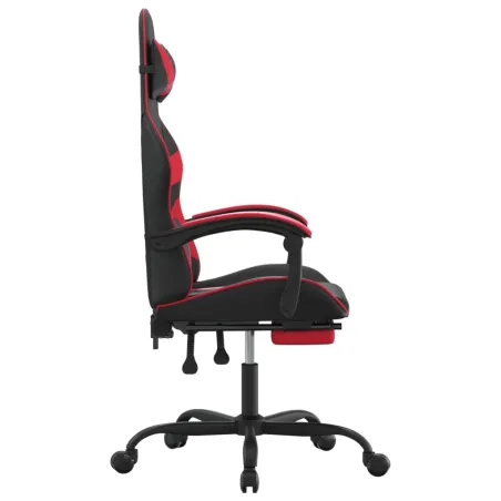Chaise de jeu avec repose-pied Noir et rouge Similicuir
