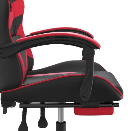 Chaise de jeu avec repose-pied Noir et rouge Similicuir