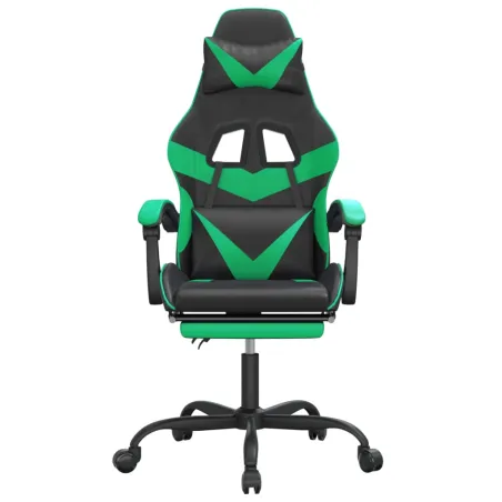 Chaise de jeu avec repose-pied Noir et vert Similicuir
