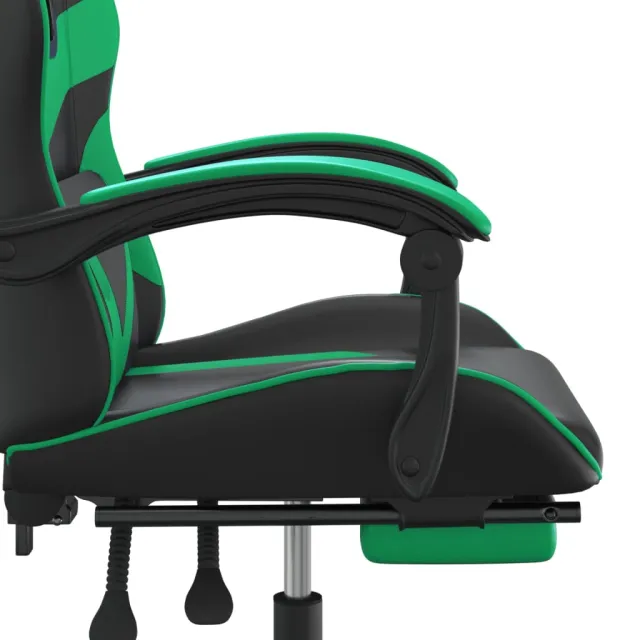 Chaise de jeu avec repose-pied Noir et vert Similicuir
