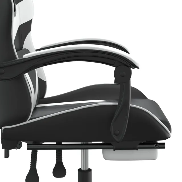 Chaise de jeu avec repose-pied Noir et blanc Similicuir
