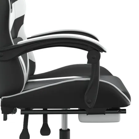 Chaise de jeu avec repose-pied Noir et blanc Similicuir