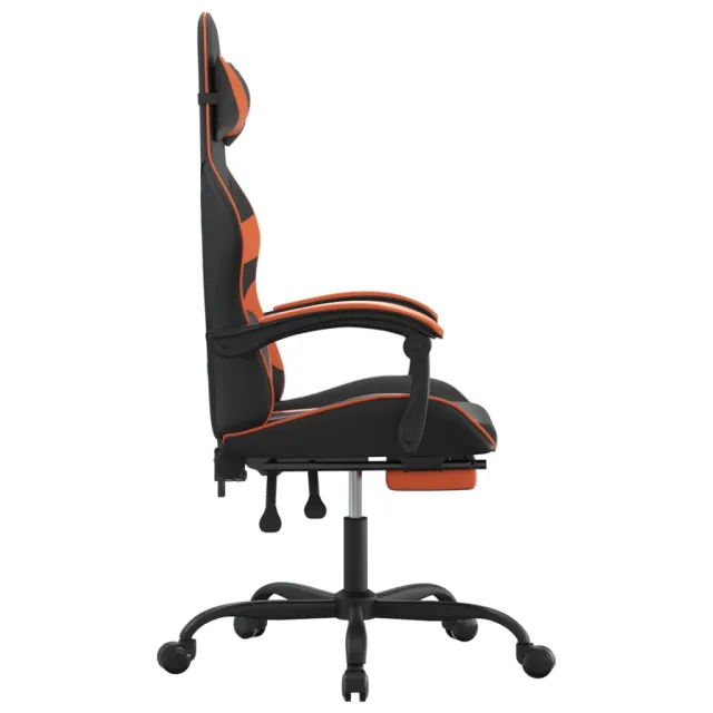 Chaise de jeu avec repose-pied Noir et orange Similicuir