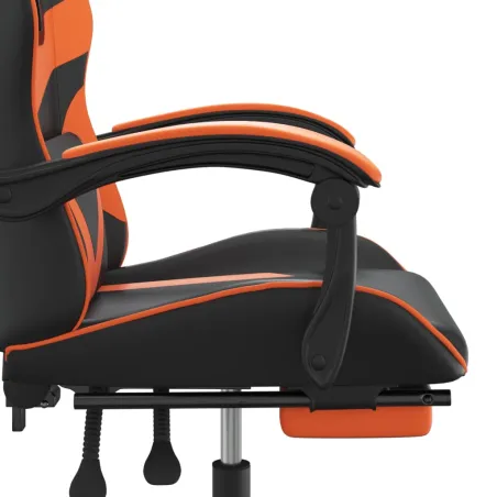 Chaise de jeu avec repose-pied Noir et orange Similicuir
