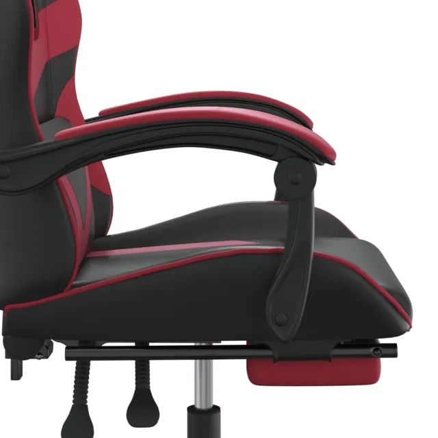 Chaise de jeu avec repose-pied Noir/rouge bordeaux Similicuir