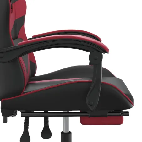 Chaise de jeu avec repose-pied Noir/rouge bordeaux Similicuir