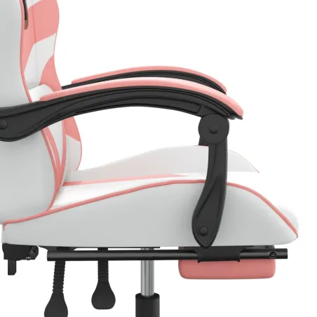 Chaise de jeu avec repose-pied Blanc et rose Similicuir