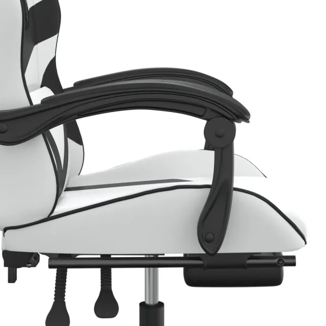 Chaise de jeu avec repose-pied Blanc et noir Similicuir