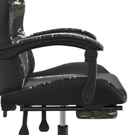 Chaise de jeu avec repose-pied Noir et camouflage Similicuir