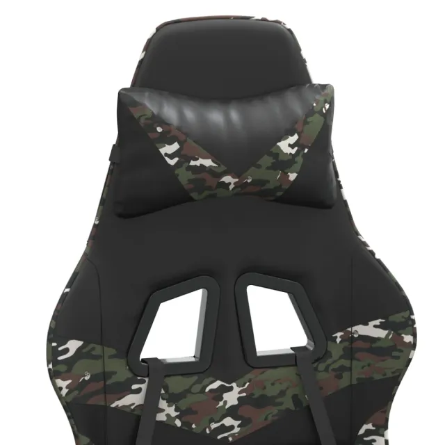 Chaise de jeu avec repose-pied Noir et camouflage Similicuir