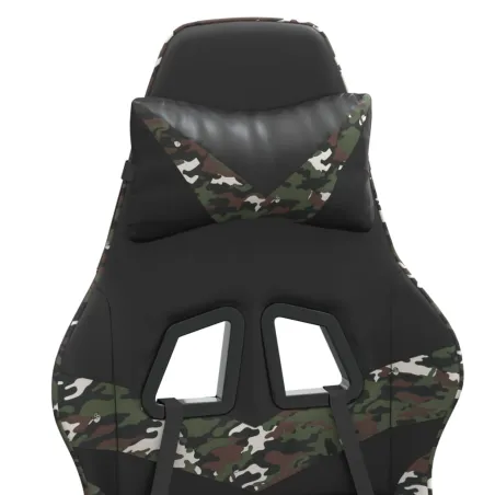 Chaise de jeu avec repose-pied Noir et camouflage Similicuir