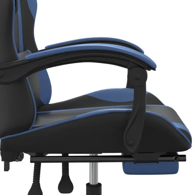 Chaise de jeu avec repose-pied Noir et bleu Similicuir