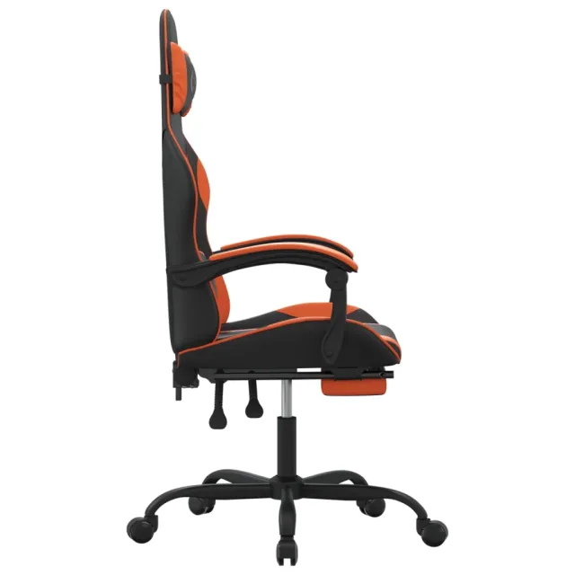 Chaise de jeu avec repose-pied Noir et orange Similicuir