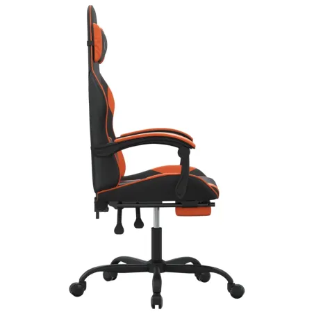 Chaise de jeu avec repose-pied Noir et orange Similicuir