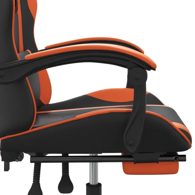 Chaise de jeu avec repose-pied Noir et orange Similicuir