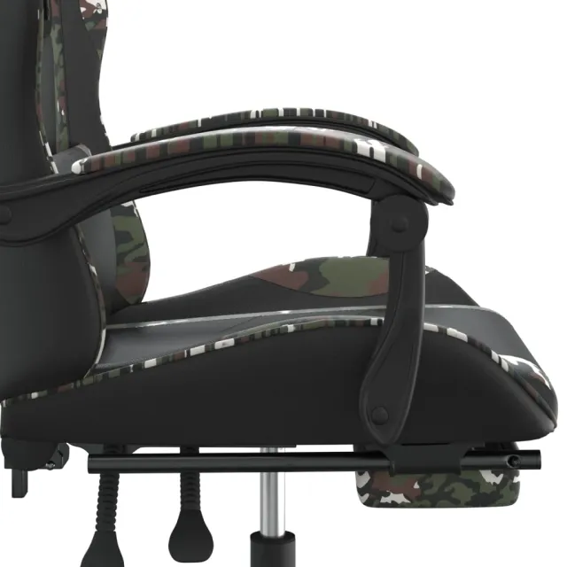 Chaise de jeu avec repose-pied Noir et camouflage Similicuir