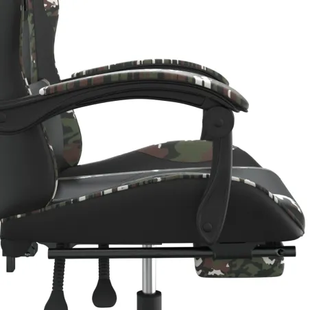 Chaise de jeu avec repose-pied Noir et camouflage Similicuir