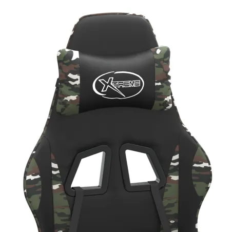 Chaise de jeu avec repose-pied Noir et camouflage Similicuir