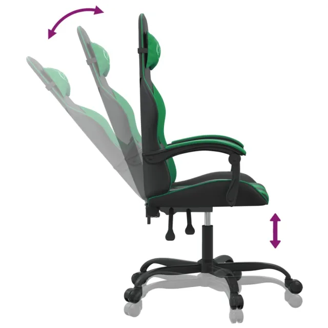 Chaise de jeu Noir et vert Similicuir