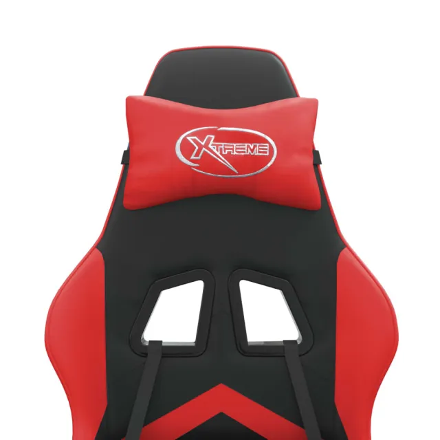 Chaise de jeu avec repose-pied Noir et rouge Similicuir