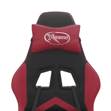 Chaise de jeu avec repose-pied Noir/rouge bordeaux Similicuir