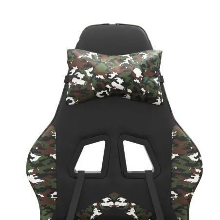 Chaise de jeu avec repose-pied Noir et camouflage Similicuir
