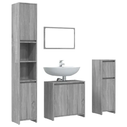 Ensemble de meubles de salle de bain 4 pcs Sonoma gris 2