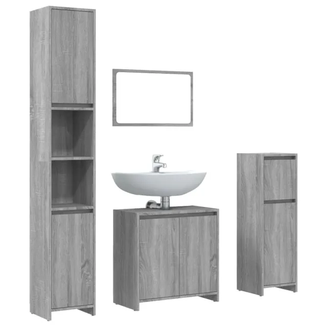 Ensemble de meubles de salle de bain 4 pcs Sonoma gris