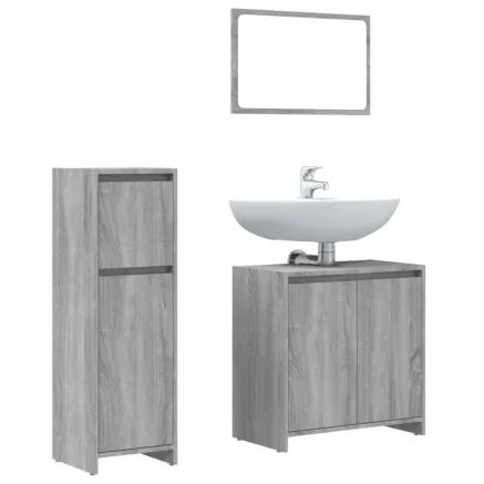 Ensemble de meubles de salle de bain 3 pcs Sonoma gris 2