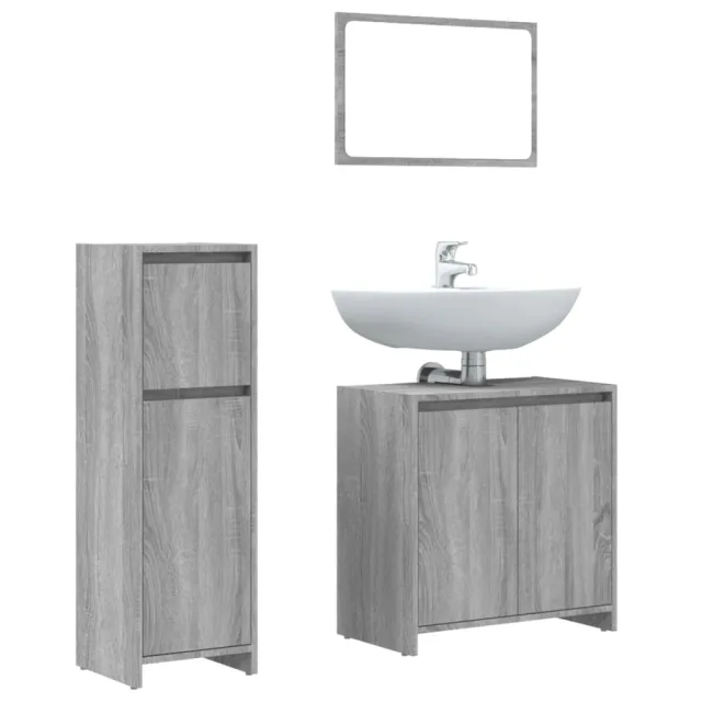 Ensemble de meubles de salle de bain 3 pcs Sonoma gris