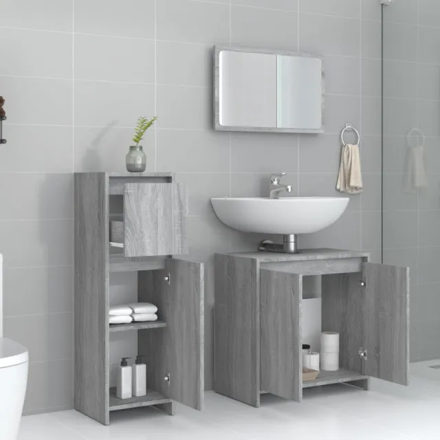 Ensemble de meubles de salle de bain 3 pcs Sonoma gris