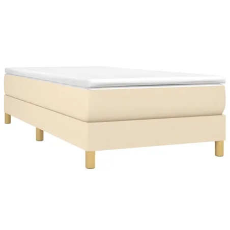 Sommier à lattes de lit avec matelas Crème 90x200 cm Tissu