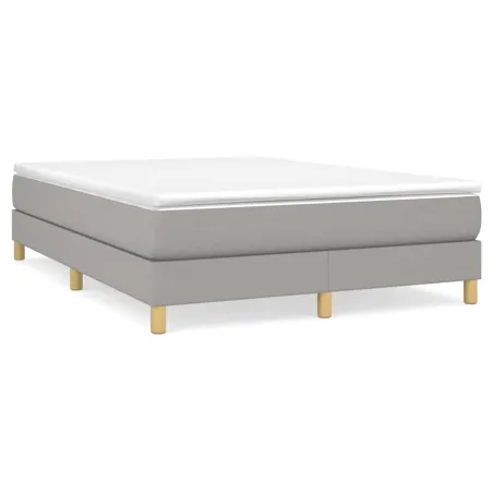 Sommier à lattes de lit avec matelas Gris clair 140x190cm Tissu