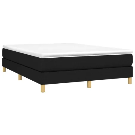 Sommier à lattes de lit avec matelas Noir 140x190 cm Tissu