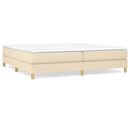 Sommier à lattes de lit avec matelas Crème 200x200 cm Tissu 2
