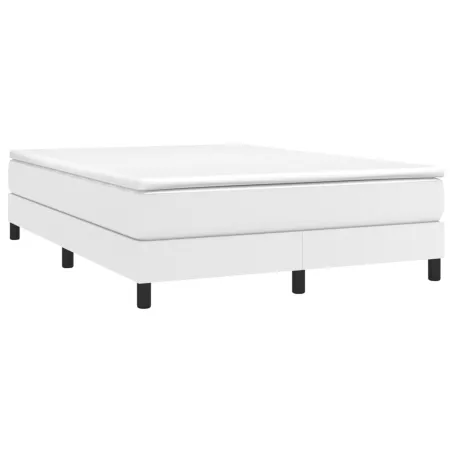 Sommier à lattes de lit avec matelas Blanc 140x190cm Similicuir