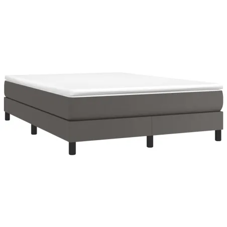 Sommier à lattes de lit avec matelas Gris 140x190 cm Similicuir