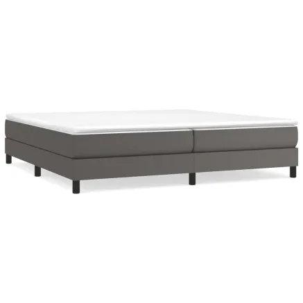 Sommier à lattes de lit avec matelas Gris 200x200 cm Similicuir 2