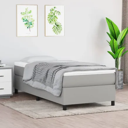 Sommier à lattes de lit avec matelas Gris clair 90x200 cm Tissu