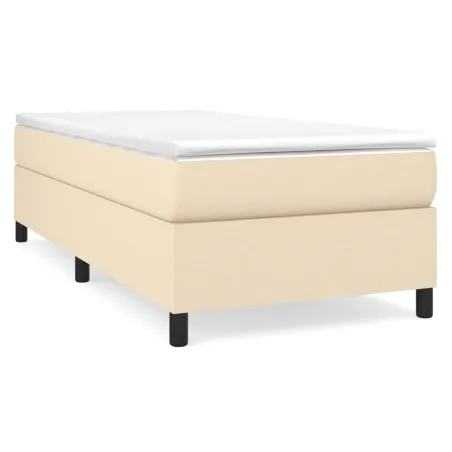 Sommier à lattes de lit avec matelas Crème 90x200 cm Tissu